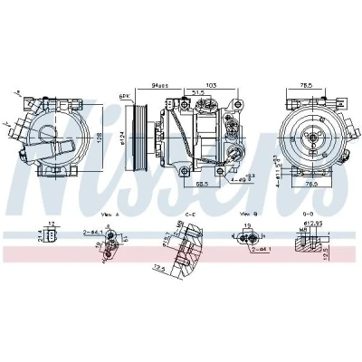 Bilde av NISSENS 890896 Kompressor DVE12 12 PAG 46 R 134a