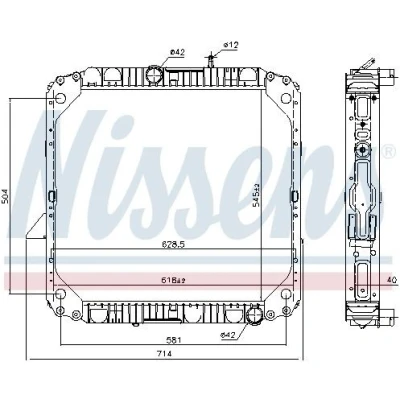 Bilde av NISSENS 62563 Radiator Aluminium 545 618 40 med ramme Kjøleribber loddet