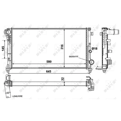 Bilde av NRF 58376 Radiator Aluminium 580 316 32 Kjøleribber satt sammen mekanisk