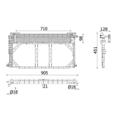 Bilde av MAHLE ORIGINAL CR 2668 000P Radiator Aluminium 710 98 21 Kjøleribber loddet