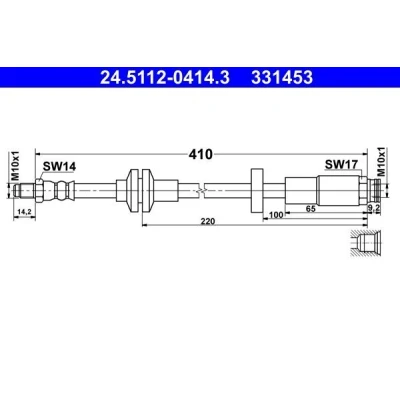 Bilde av ATE 24.5112 0414.3 Bremseslange 410 M10x1 ALFA ROMEO: Giulietta Hatchback