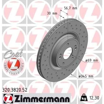 Bilde av ZIMMERMANN 320.3820.52 Bremseskiver 345 30 7/5 5 114 innvendig ventilert, hullet belagt