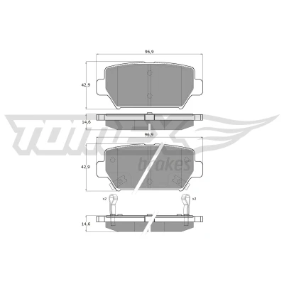 Bilde av TOMEX brakes TX 60 16 Bremseklosser bakaksel med akustisk slitasjevarsel MITSUBISHI: Eclipse Cross