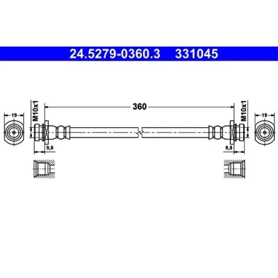 Bilde av ATE 24.5279 0360.3 Bremseslange 360 SUZUKI: Jimny SUV