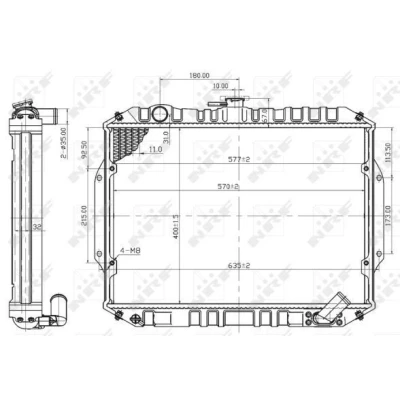 Bilde av NRF 503486 Radiator Aluminium 570 400 32 Kjøleribber loddet MITSUBISHI: L200 II Pick up
