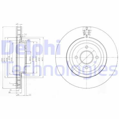 Bilde av DELPHI BG3852 Bremseskiver 324 28 4 ventilert oljet ubehandlet uten hjullager, ABS sensorring FORD: Focus Mk1 Hatchback