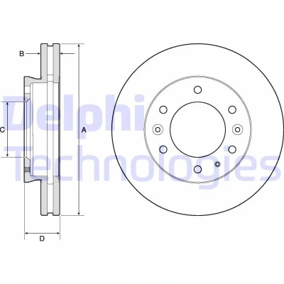 Bilde av DELPHI BG9140C Bremseskiver 302 32 6 ventilert belagt ubehandlet uten hjullager, ABS sensorring FORD: Ranger Mk3