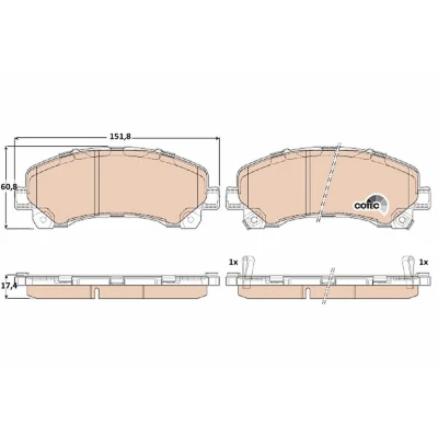 Bilde av TRW COTEC GDB3545 Bremseklosser med akustisk slitasjevarsel ISUZU: D Max 1 Pickup, II Pick up,