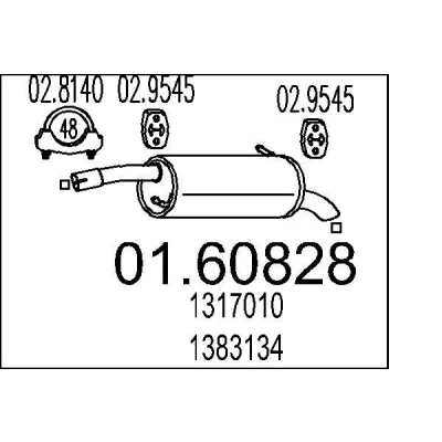 Bilde av MTS 01.60828 Sluttlyddemper 830 FORD: FIESTA 5