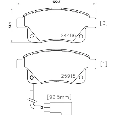 Bilde av HELLA 8DB 355 012 781 Bremseklosser inkl. slitasjevarselkontakt med tilbehør FORD: Transit Mk6 Van, Minibuss