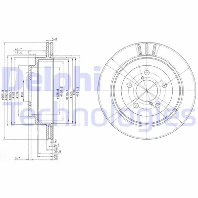 Bilde av DELPHI BG3154 Bremseskiver 266 18 5 ventilert oljet ubehandlet uten hjullager, ABS sensorring SUBARU: Legacy 4, 4 Limousine