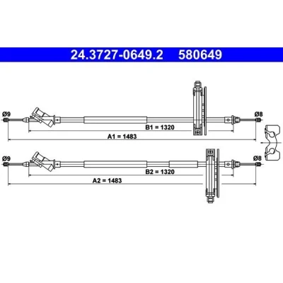 Bilde av ATE 24.3727 0649.2 Bremsekabel 1483, 1483 FORD: Focus Mk1 Stasjonsvogn, Hatchback