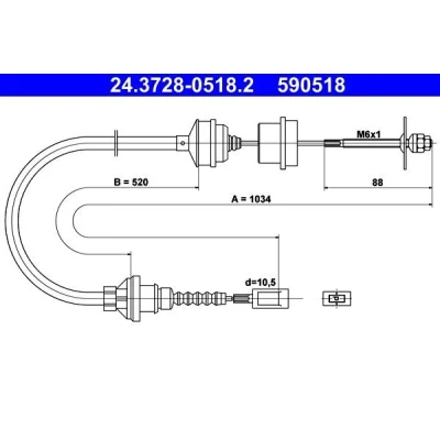 Bilde av ATE 24.3728 0518.2 Koplingskabel FIAT: Ducato I Van, Flatvogn lastebil/Chassis