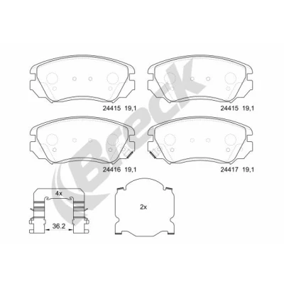 Bilde av BRECK 24415 00 701 10 Bremseklosser med akustisk slitasjevarsel OPEL: Insignia A Sports Tourer, Hatchback, Sedan