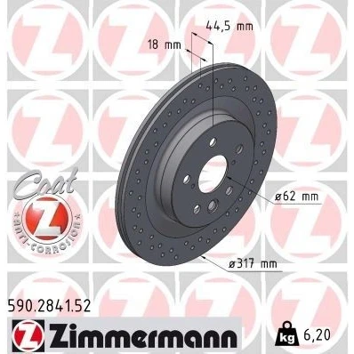 Bilde av ZIMMERMANN Bremseskive TOYOTA: RAV4 V 18mm 7/5 5 hull 114mm innvendig ventilert, hullet belagt 590.2841.52 T424314208,4243142080,4243178030