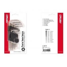 Bilde av AMiO 01040 Vinkelskrutrekkersett T10,T15,T20,T25,T27, T30,T40,T45,T50 Krom vanadium stål TORX 9