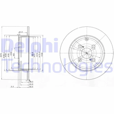 Bilde av DELPHI BG3974 Bremseskiver 279 9 4 fullt ut oljet ubehandlet uten hjullager, ABS sensorring TOYOTA: Corolla IX Hatchback