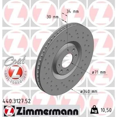 Bilde av ZIMMERMANN SPORT COAT Z 440.3127.52 Bremseskiver 340 30 6/4 4 108 innvendig ventilert, hullet belagt PEUGEOT: 308 I Hatchback, CITROËN: DS5 Hatchback