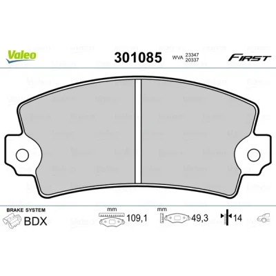 Bilde av VALEO 301085 Bremseklosser FIRST bakaksel ekskl. slitasjevarselkontakt uten antiskrike blikk FIAT: Ducato II Flatvogn lastebil/Chassis
