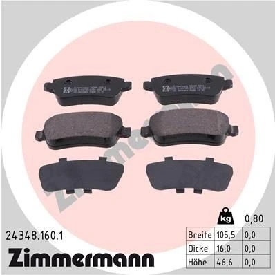 Bilde av ZIMMERMANN 24348.160.1 Bremseklosser Bildet viser leveranseinnholdet FIAT: Croma II Stasjonsvogn