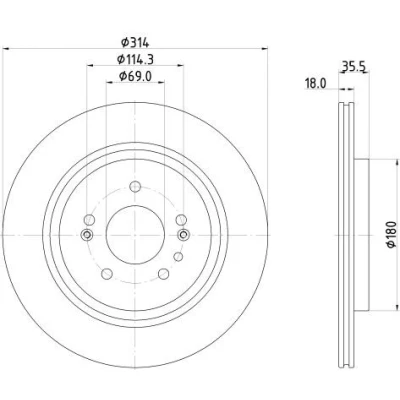 Bilde av HELLA Bremseskive 18mm 05/07 114,3mm innvendig ventilert belagt 8DD 355 135 221 58411S1500,58411S1700 Bremseskiver, Skivebremser
