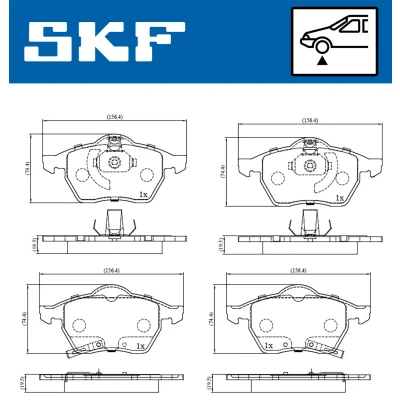 Bilde av SKF VKBP 80424 A Bremseklosser med akustisk slitasjevarsel SAAB: 9 5 Stasjonsvogn, OPEL: Zafira A, Astra G Caravan, CC