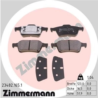 Bilde av ZIMMERMANN 23482.165.1 Bremseklosser klargjort for slitasjeindikator Bildet viser leveranseinnholdet RENAULT: ESPACE 4, MEGANE 2, LAGUNA 2 Grandtour
