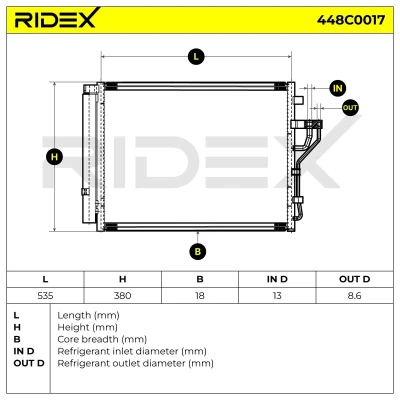 Bilde av NRF EASY FIT 35467 Kondensator med tetning 11,8 8,6 Aluminium 610 OPEL: Vectra C CC, Caravan