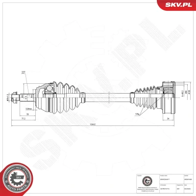 Bilde av Drivaksel, Framaksel venstre Esen skv 40SKV430 vw OE 1H0407271A, 1H0407271AV, 1H0407271AX