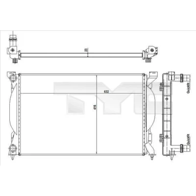 Bilde av TYC 702 0012 R Radiator for kjøretøy med luftkondisjonering 632 416 23 Manuel girkasse Kjøleribber satt sammen mekanisk AUDI: A4 B6/B7 Cabrio