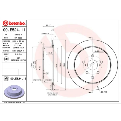 Bilde av BREMBO Bremseskive LEXUS: RX III 309mm 18mm 5 innvendig ventilert belagt 09.E524.11 4243148080 Bremseskiver, Skivebremser