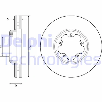 Bilde av DELPHI BG9150 Bremseskiver 288 33 5 ventilert oljet ubehandlet uten hjullager, ABS sensorring FORD: Transit Custom V362 Van, V363 Van