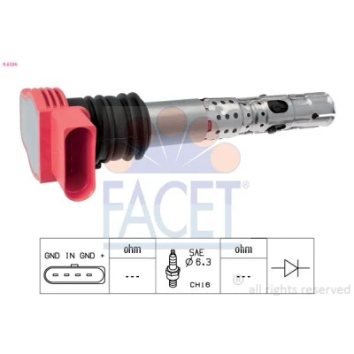 Bilde av FACET 9.6336 Tennspole Rød COIL ON PLUG AUDI: A4 B7 Avant, A6 C5 A8 D3