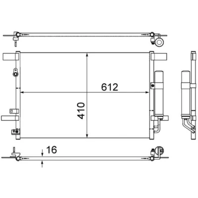 Bilde av MAHLE ORIGINAL AC 557 000S Kondensator med tetningsring, tørker 612 MITSUBISHI: Outlander 2 SUV, Lancer 7 Limousine, ASX PEUGEOT: 4007