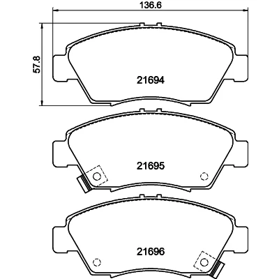 Bilde av HELLA 8DB 355 016 461 Bremseklosser med akustisk slitasjevarsel HONDA: Insight II Hatchback, CIVIC 6 Coupe, 7 Hatchback