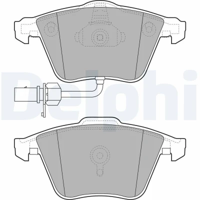 Bilde av DELPHI LP2032 Bremseklosser inkl. slitasjevarselkontakt med antihyle blikk uten tilbehør VOLKSWAGEN: Passat B6 Variant, GOLF 5, 6