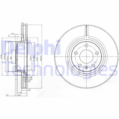 Bilde av DELPHI BG3939 Bremseskiver 321 30 5 ventilert oljet ubehandlet uten hjullager, ABS sensorring AUDI: A6 C6 Avant, Allroad, A8 D3