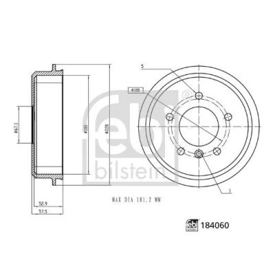Bilde av FEBI BILSTEIN 184060 Bremsetrommel bakaksel 220