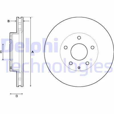 Bilde av DELPHI BG4712C Bremseskiver 280 25 5 ventilert belagt ubehandlet uten hjullager, ABS sensorring MAZDA: 3 Hatchback
