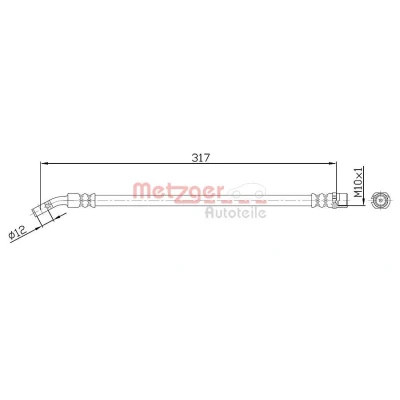 Bilde av METZGER 4113680 Bremseslange 317 F10x1 OPEL: Vectra C Caravan, CC, Sedan, SAAB: 9 3 Stasjonsvogn