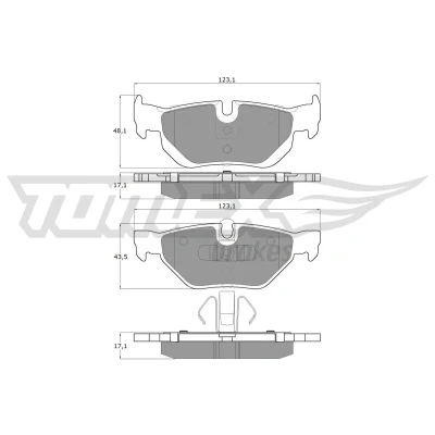 Bilde av TOMEX brakes TX 14 36 Bremseklosser bakaksel klargjort for slitasjeindikator BMW: 3 Touring, Sedan, X1