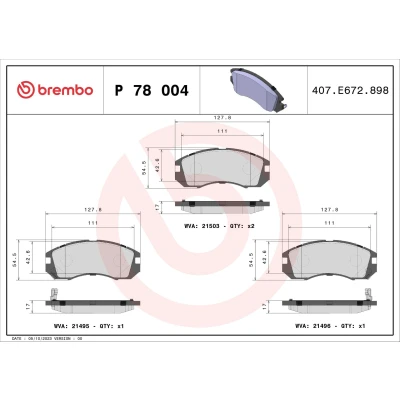 Bilde av BREMBO P 78 004 Bremseklosser med akustisk slitasjevarsel uten tilbehør SUBARU: Impreza I Sedan, Stasjonsvogn, Legacy 2