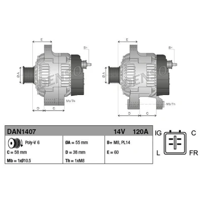 Bilde av DENSO DAN1407 Dynamo 14V 120A