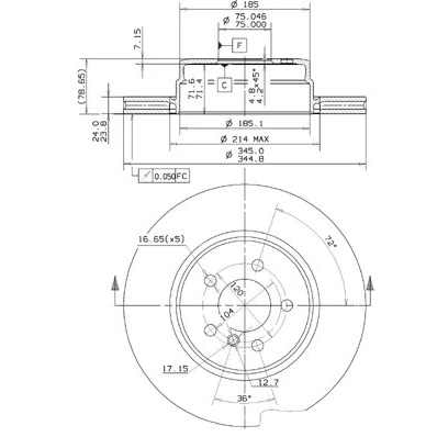 Bilde av METZGER 6110632 Bremseskiver bakaksel 345 24 5 120 innvendig ventilert spraylakkert, Krysssliping høy karbon med skruer BMW: X5, X6