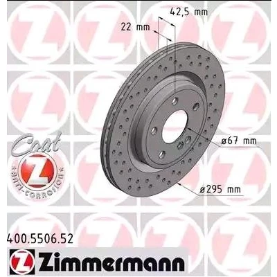 Bilde av ZIMMERMANN SPORT COAT Z 400.5506.52 Bremseskiver 295 22 6/5 5 112 innvendig ventilert, hullet belagt MERCEDES BENZ: A Klasse, CLA Coupé, GLA
