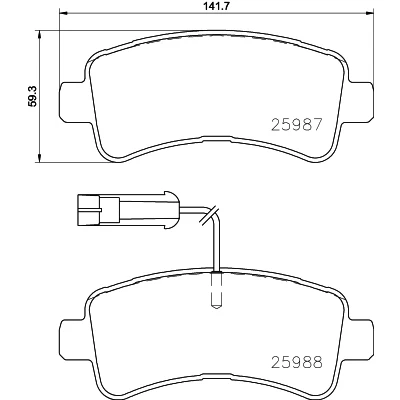 Bilde av BREMBO P 61 130 Bremseklosser inkl. slitasjevarselkontakt med tilbehør FIAT: Ducato III Flatvogn lastebil / Chassis, Minibuss