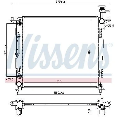 Bilde av NISSENS 606428 Radiator Aluminium 484 510 18 Kjøleribber loddet