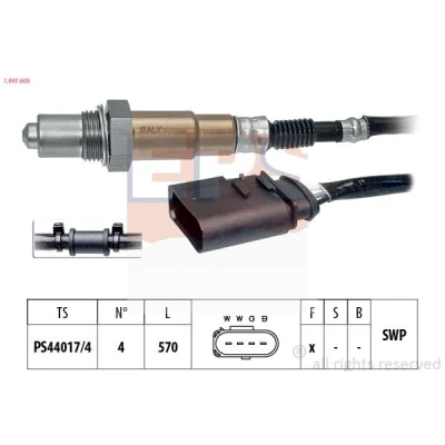 Bilde av EPS 1.997.600 Lambdasonde med festemateriell Made in Italy OE Equivalent oppvarmet, planarsonde, forsmurt gjenge VOLKSWAGEN: Polo IV Hatchback