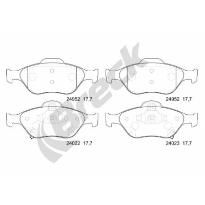 Bilde av BRECK 24952 00 702 Bremseklosser med akustisk slitasjevarsel antihyle blikk uten tilbehør TOYOTA: Yaris III Hatchback