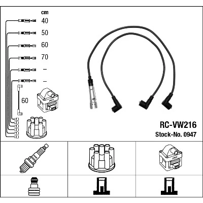 Bilde av NGK 0947 Pluggledninger 5 VOLKSWAGEN: GOLF 3, 2